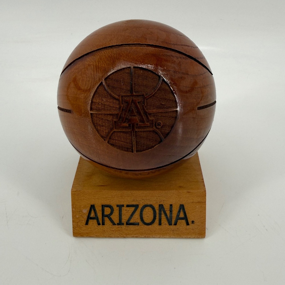 Arizona Wildcats Wooden Basketball Figurine Grid Works Inc NCAA Made in USA NEW
